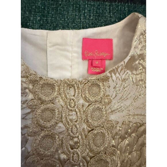 Lilly Pulitzer Girls Gold Dress Size 8 holiday - Picture 3 of 5